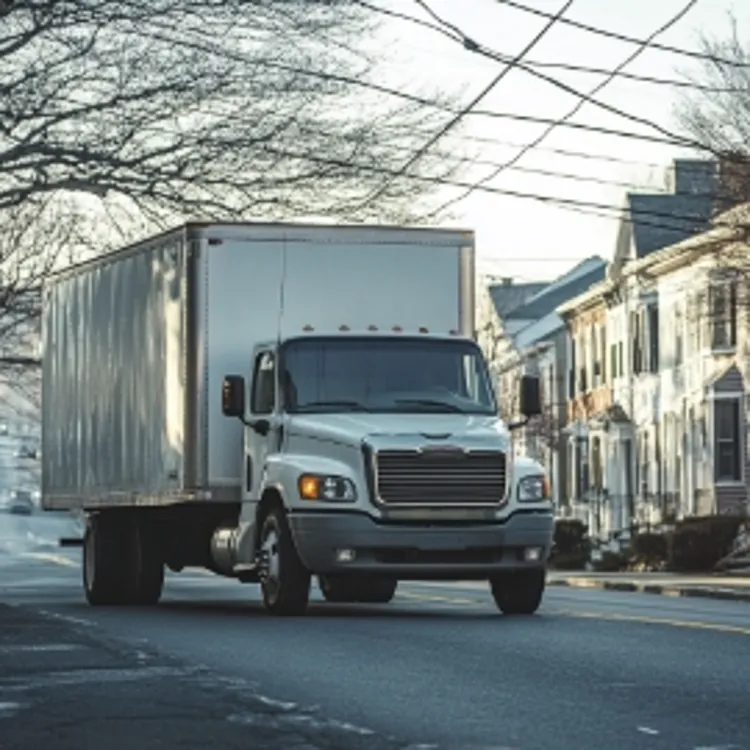 a moving truck on a street in New Jersey