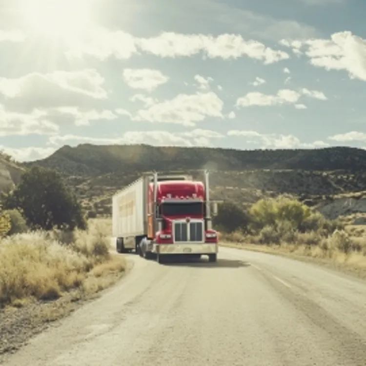 A moving truck on a highway in New Mexico