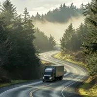 a moving truck on a highway in Oregon