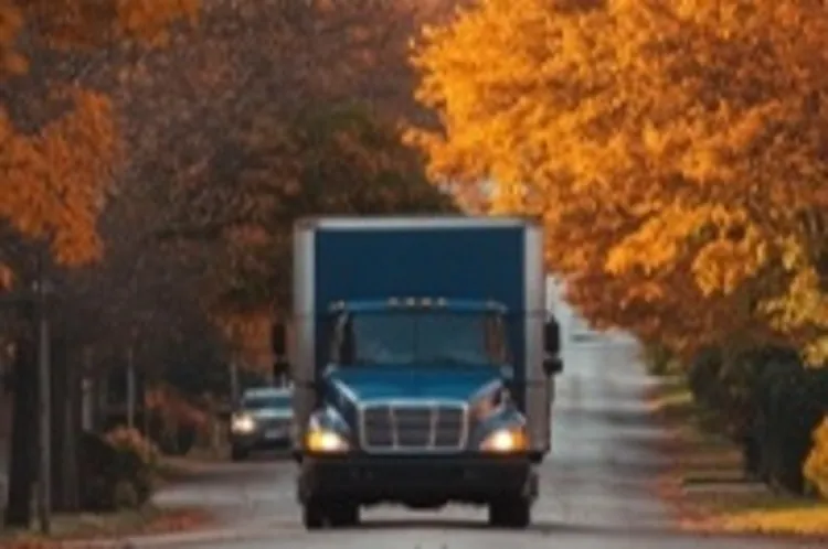 a moving truck on a street in Pennsylvania