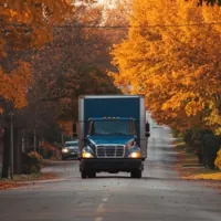 a moving truck on a street in Pennsylvania