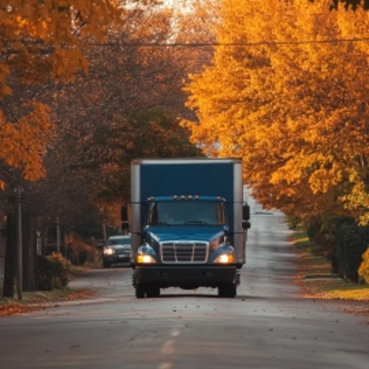a moving truck on a street in Pennsylvania