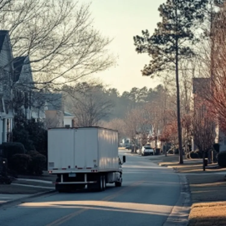 a moving truck on a street in South Carolina