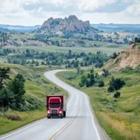 a moving truck on a highway in South Dakota