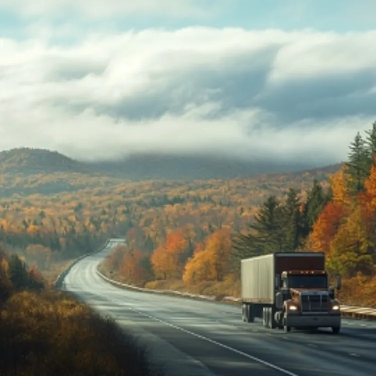 a moving truck on a highway in Vermont