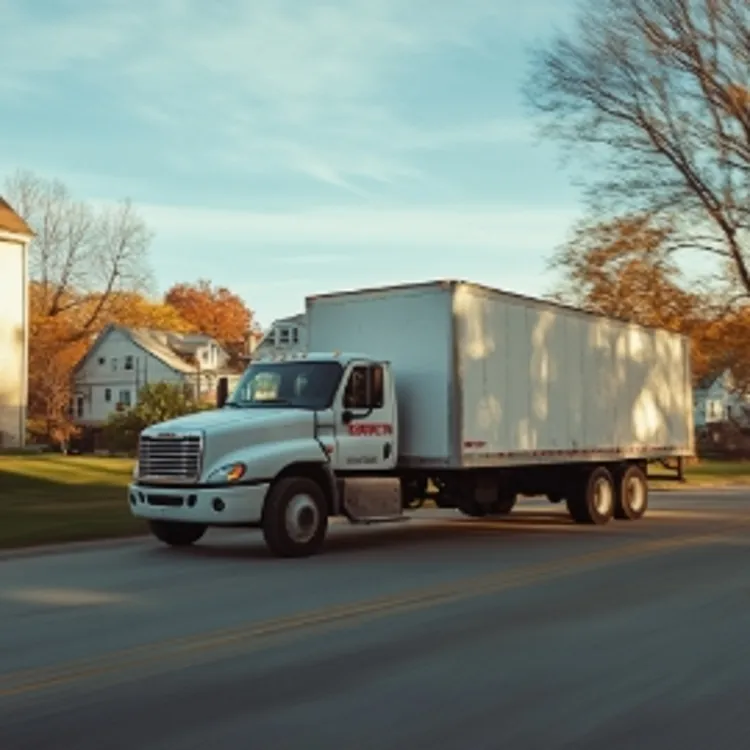 a moving truck on a street in Wisconsin