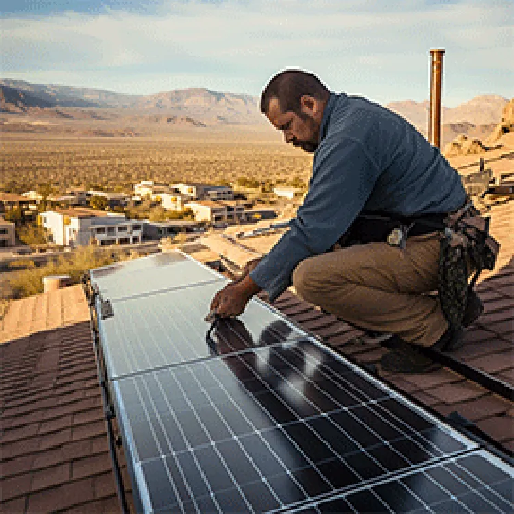 technician installing solar panels