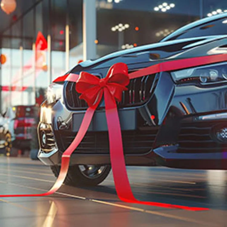 new car with ribbon