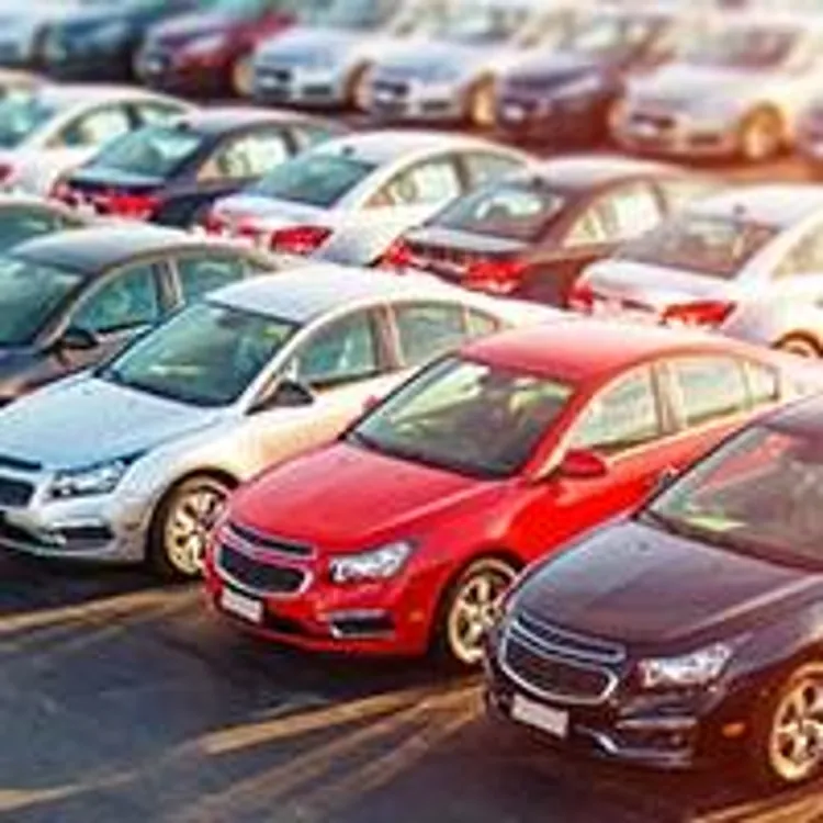 new cars lined up on lot