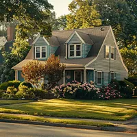 Dutch colonial revival house with yard