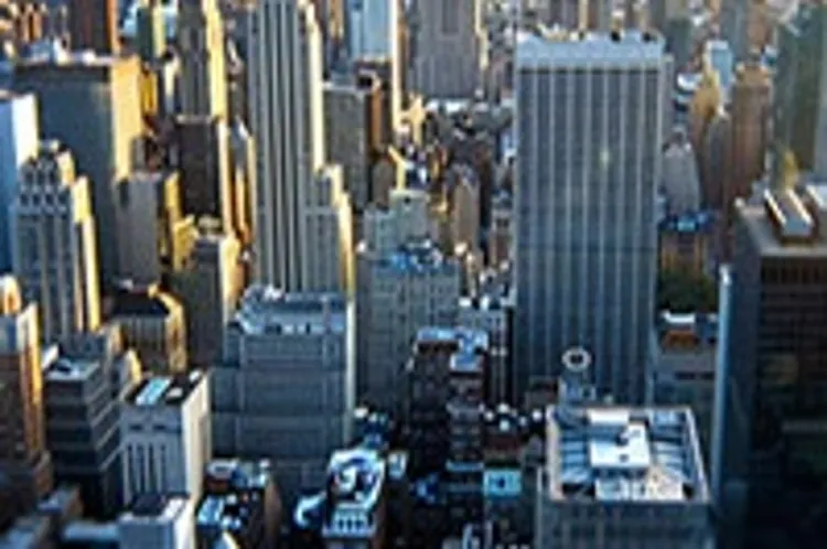 outside view of city buildings seen from a high location