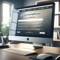 computer monitor with business loan application page on the screen