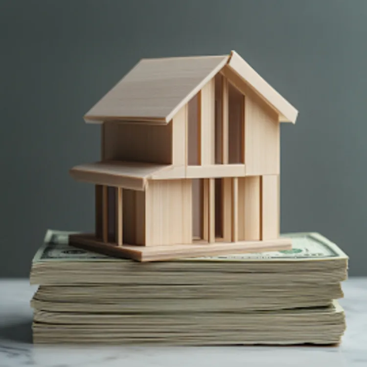 wooden model house atop a pile of legal papers