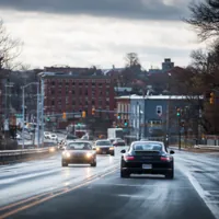 cars on a city road