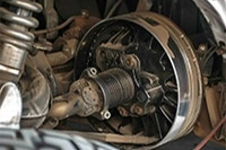 close-up view of a rear differential