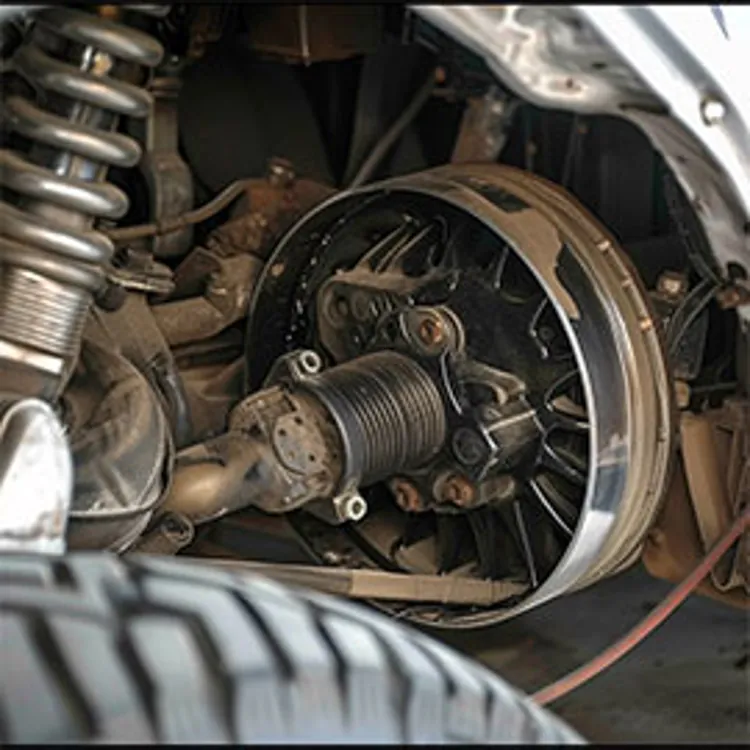 close-up view of a rear differential