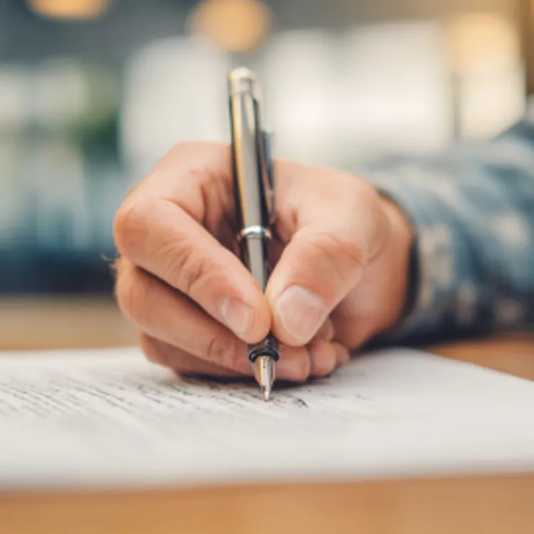 hand of a person filling out an application form