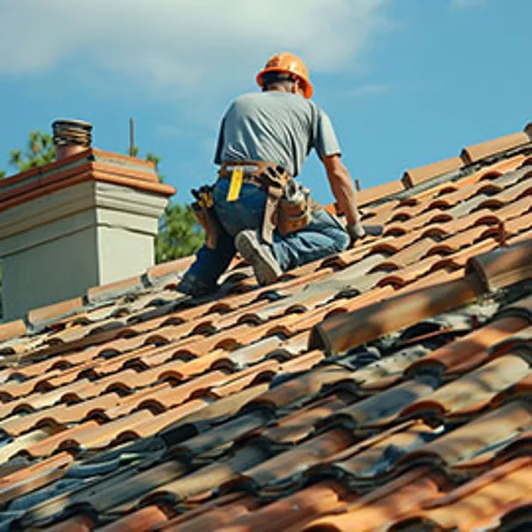 a builder on the roof of a house
