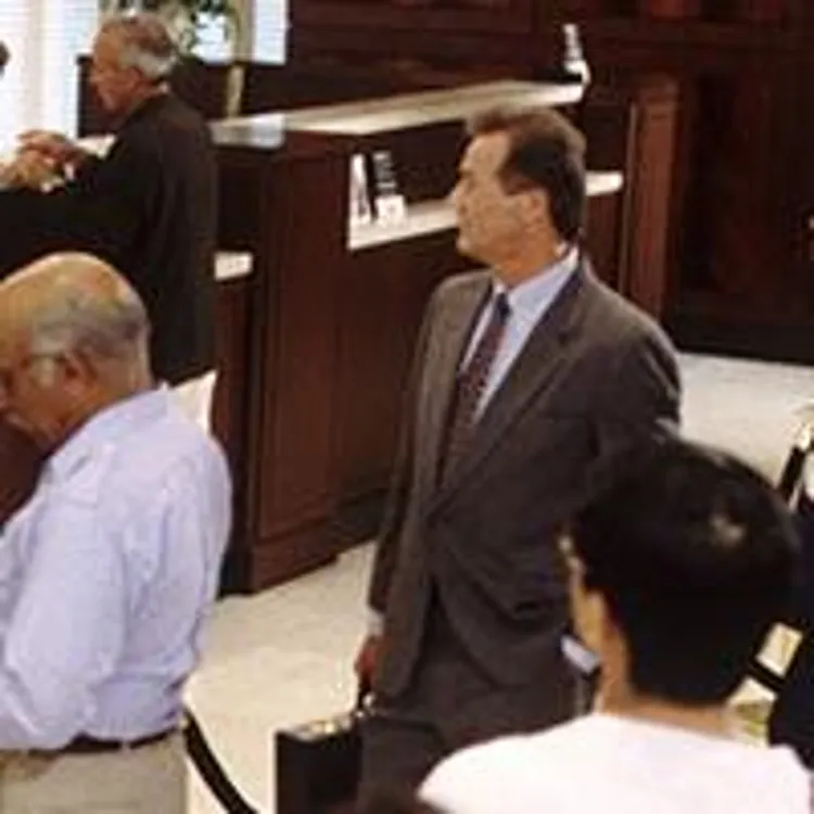 bank customers waiting in line