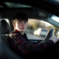 teenager in the driver's seat
