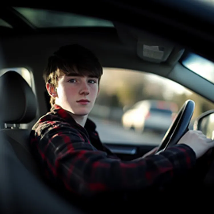 teenager in the driver's seat