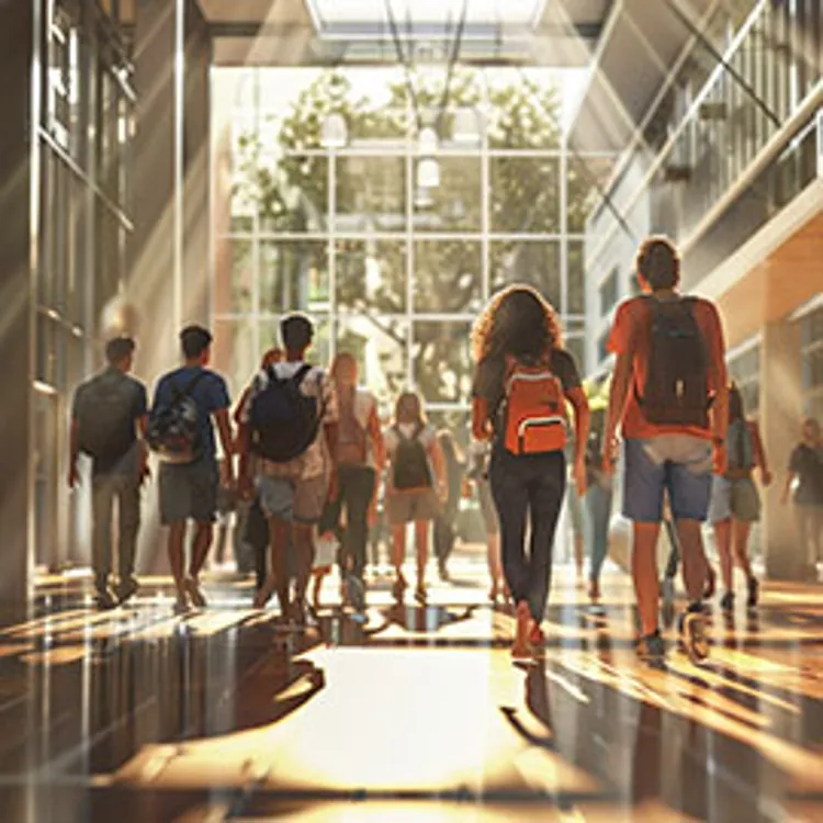 college students walking in campus