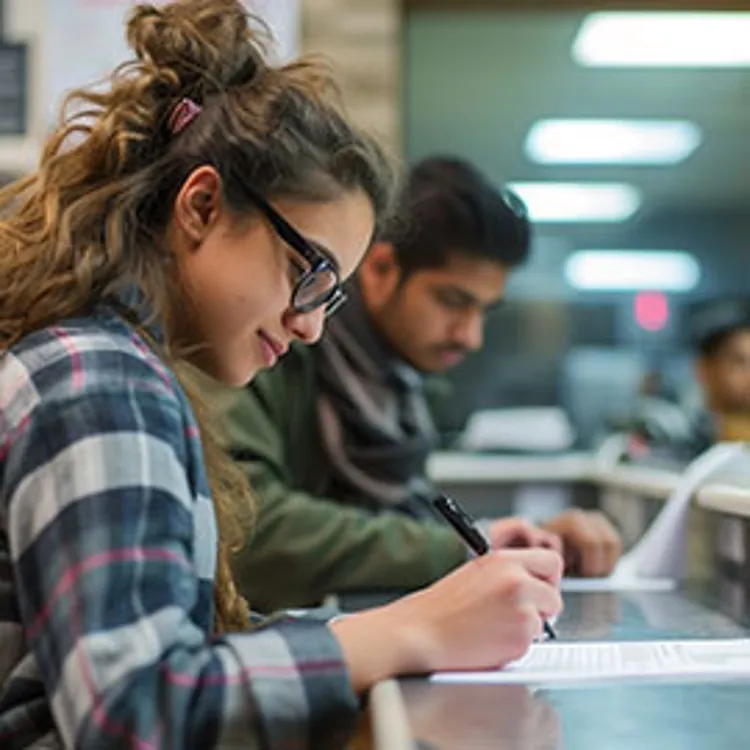 a couple of college students signing documents