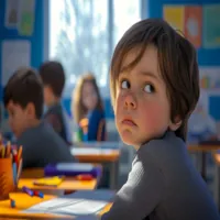 inattentive young boy in a class