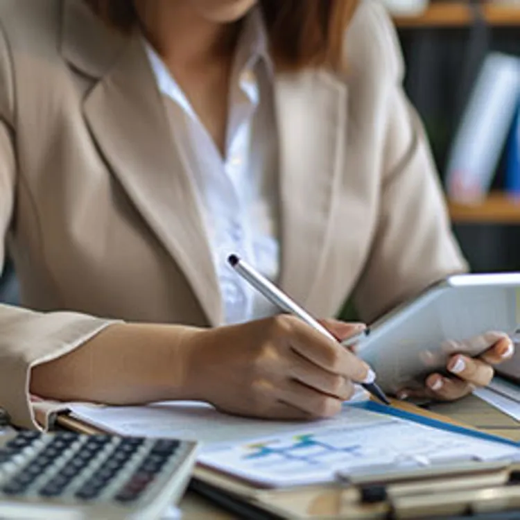 a woman doing taxes