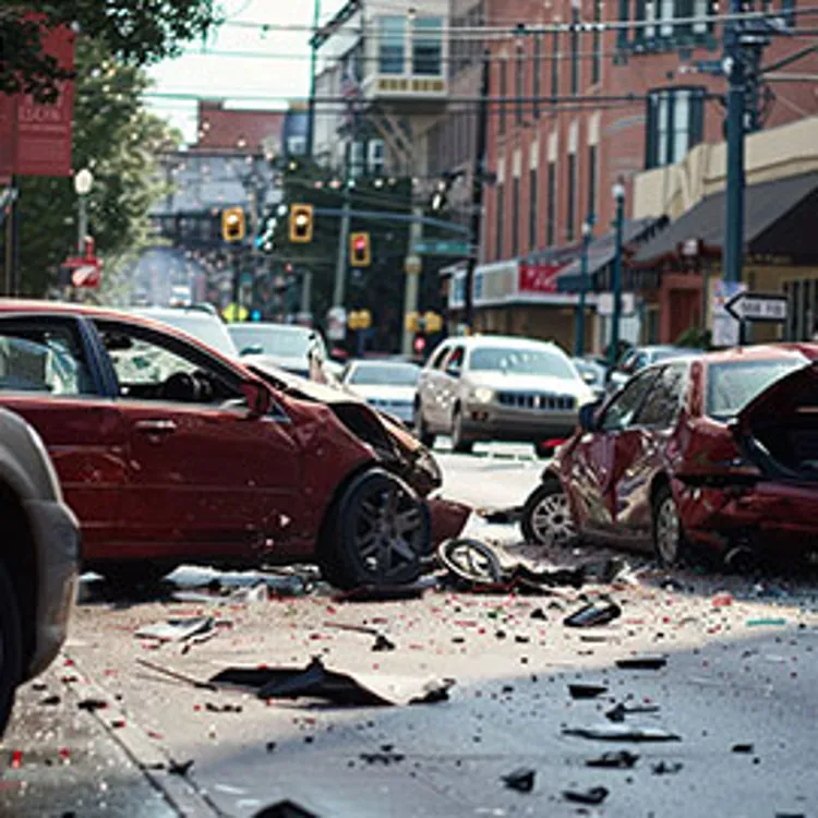 a car crash scene in a tennessee road