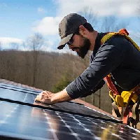 tech installing solar panels