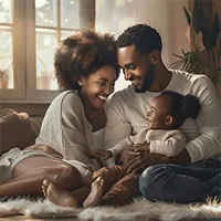 happy couple doting on a baby girl