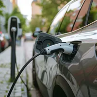 an electric vehicle being charged