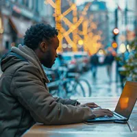 a man working on a laptop