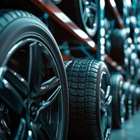 tires displayed in a warehouse