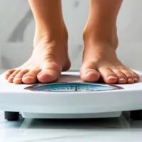 someone stepping on a weighing scale