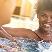 two women in hot tub