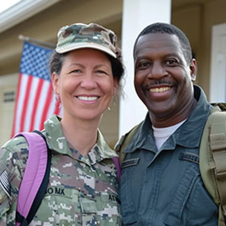 a service veteran and her spouse