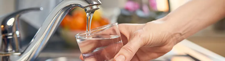person filling a cup with water