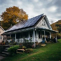 white house with solar panels on roof