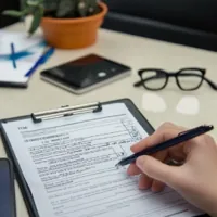 a form on a clipboard being filled out