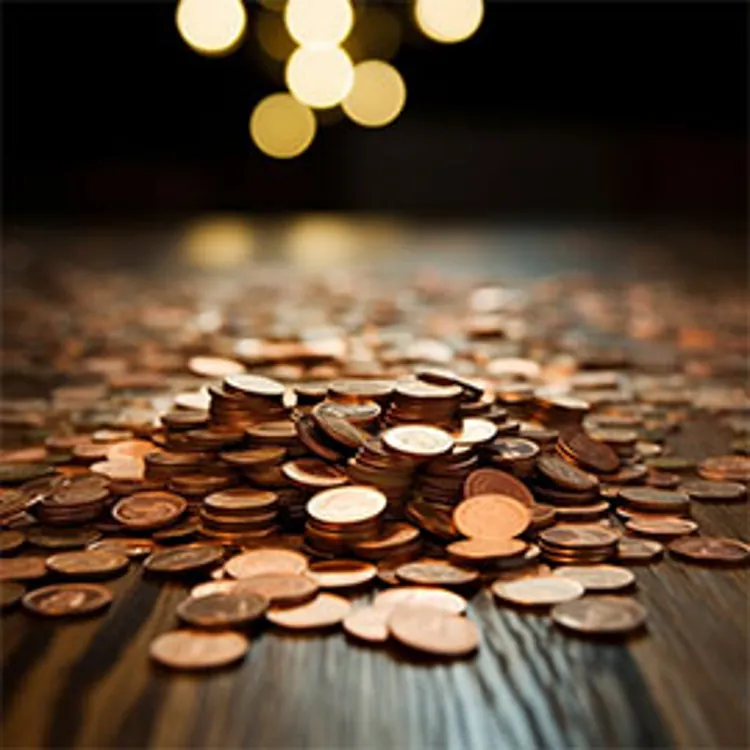 a stack of pennies on a table