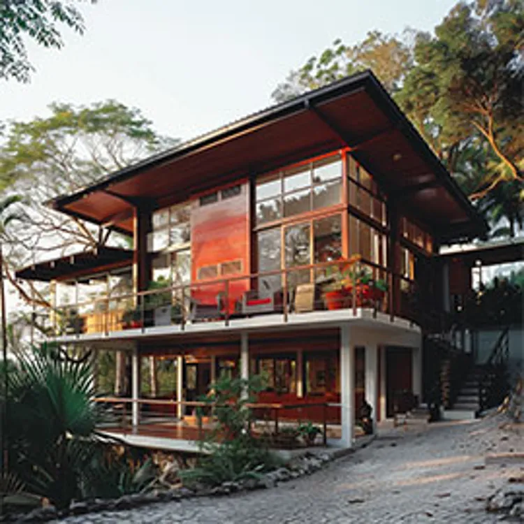 two-story wooden tropical house