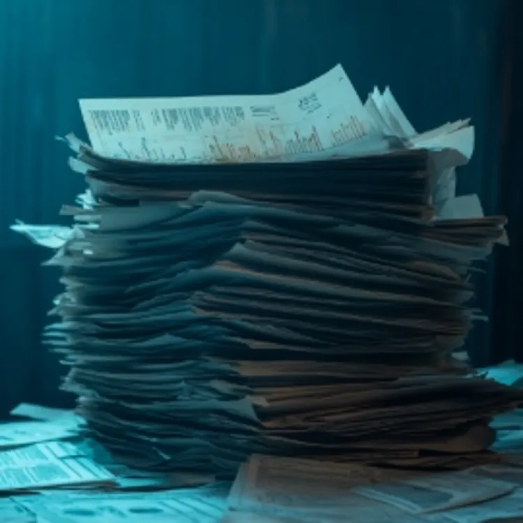 a stack of papers on a table