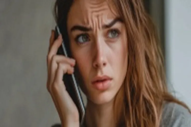 worried-looking woman on the phone