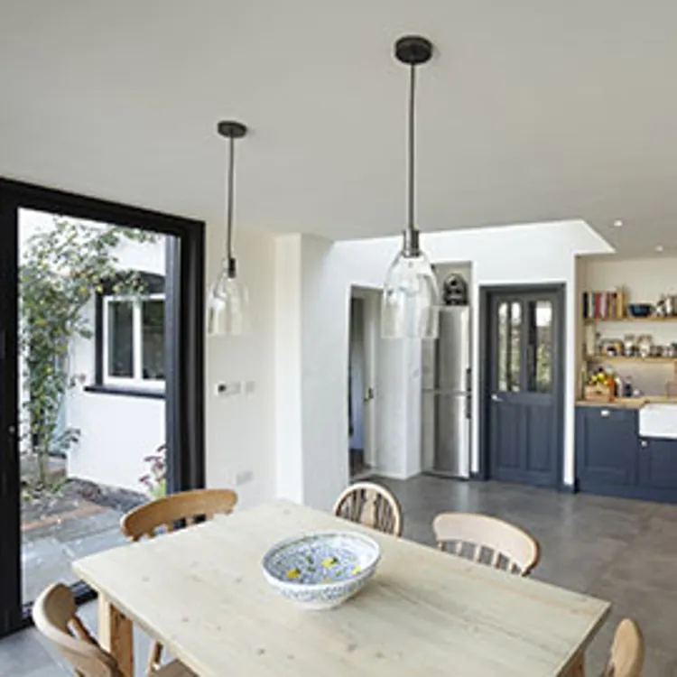 interior of new kitchen and diner extension built onto the side of an existing building