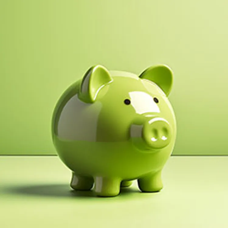 green piggybank in green background