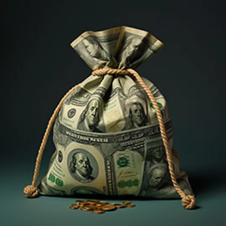 a moneybag with us dollars printed on it
