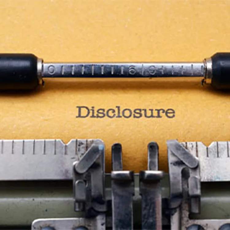 the word disclosure typed on a piece of paper