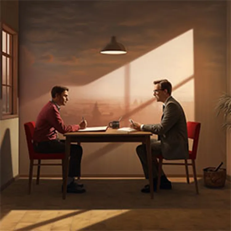 man sitting at table discussing financial plans with advisor